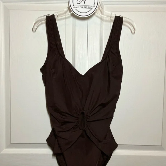 CROFT & BARROW Women’s Swimsuit One-Piece Bathing Suit Brown Size 8 - Picture 3 of 7